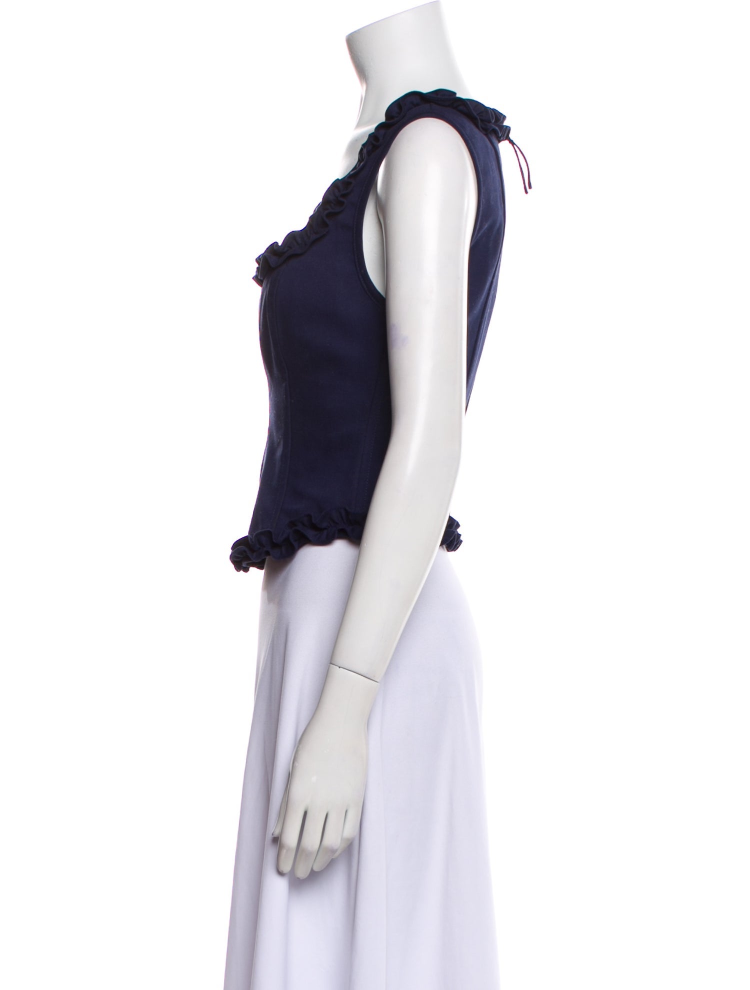 Sandy Liang Square Neckline Sleeveless Crop Top