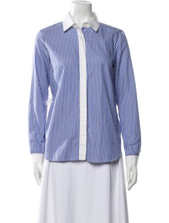 Sandy Liang Striped Long Sleeve Button-Up Top
