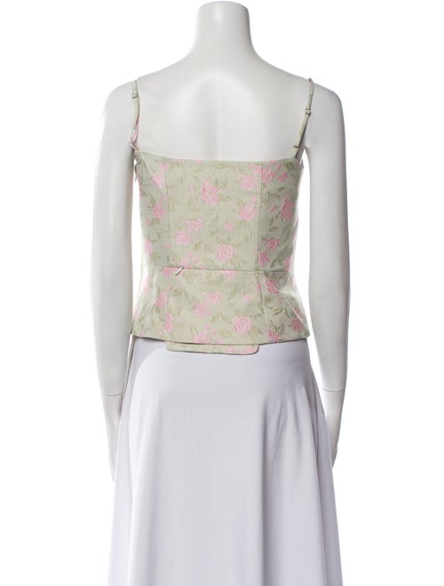 Sandy Liang Floral Print Strapless Crop Top