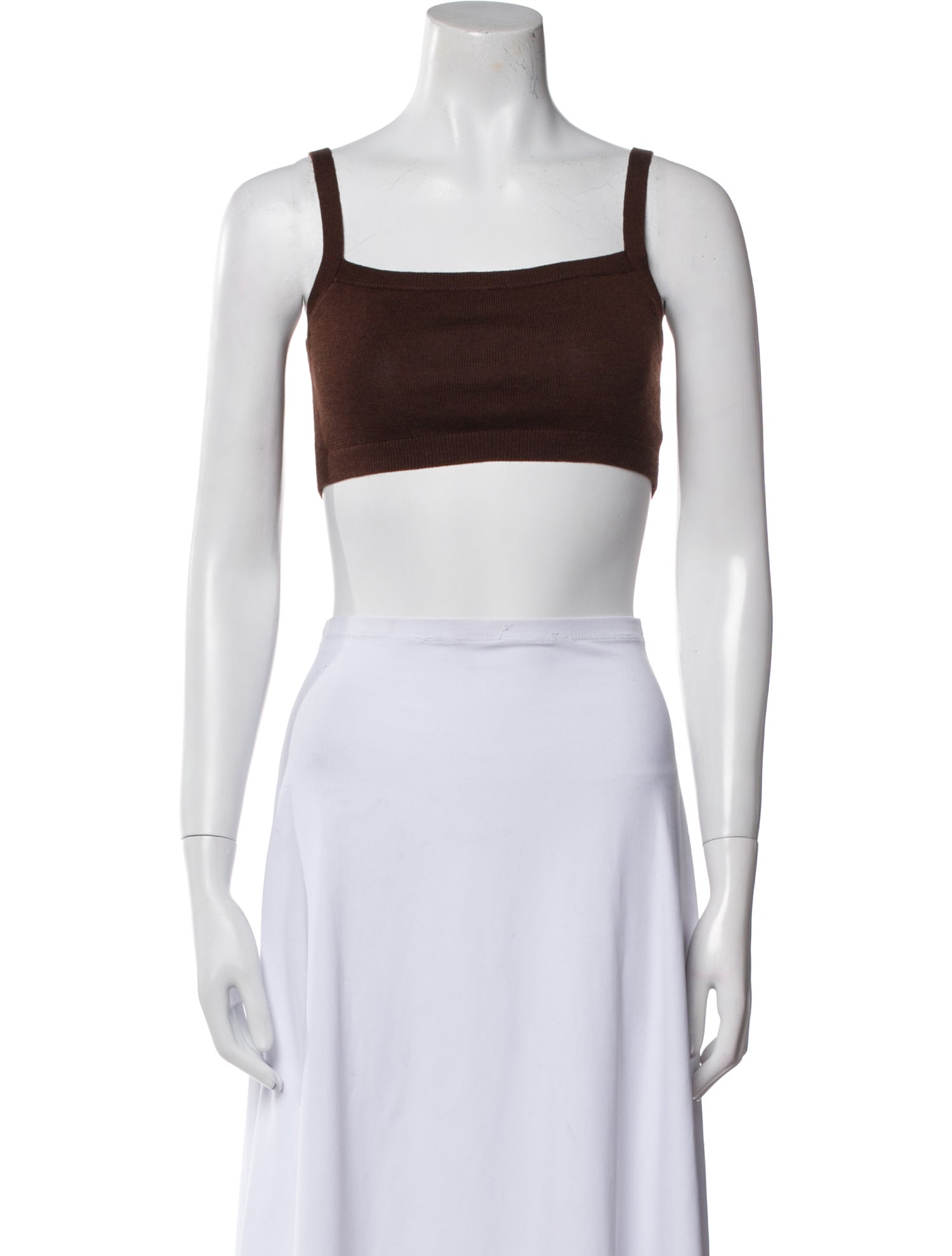 Sandy Liang Merino Wool Square Neckline Crop Top