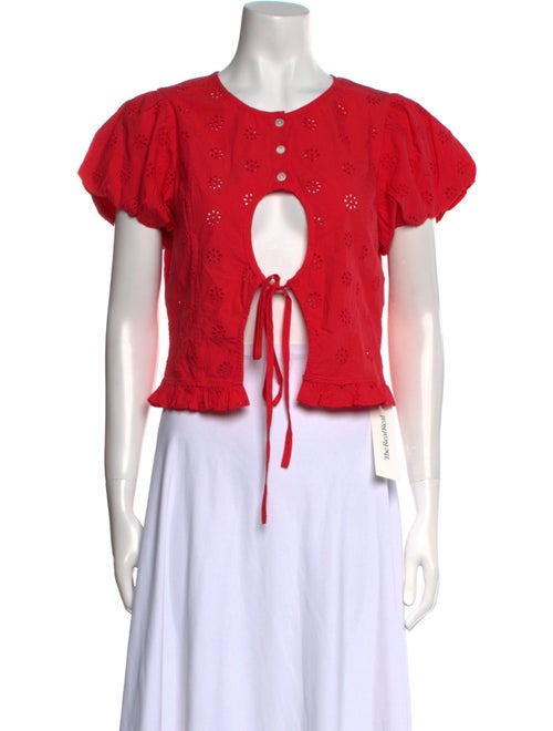 Sandy Liang Crew Neck Short Sleeve Crop Top