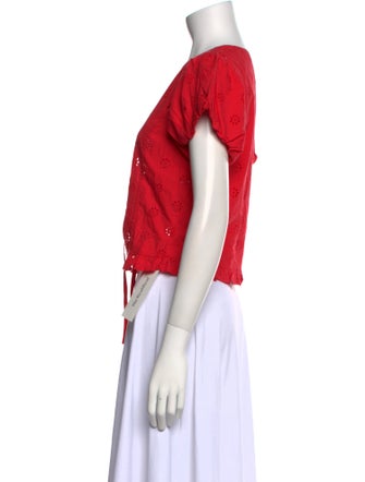 Sandy Liang Crew Neck Short Sleeve Crop Top