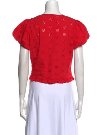 Sandy Liang Crew Neck Short Sleeve Crop Top