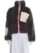 Sandy Liang Colorblock Pattern Faux Fur Jacket