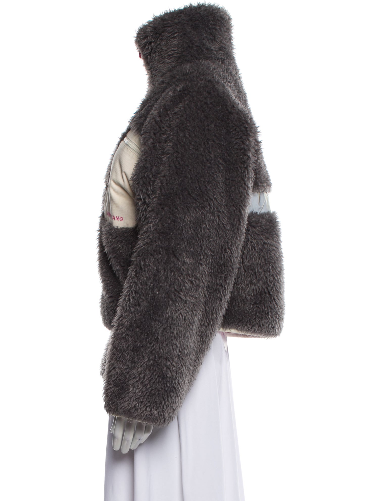 Sandy Liang Colorblock Pattern Faux Fur Jacket