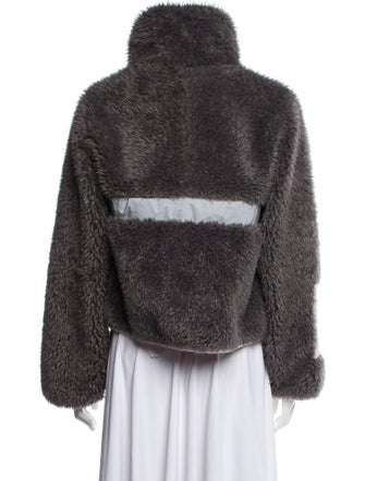 Sandy Liang Colorblock Pattern Faux Fur Jacket