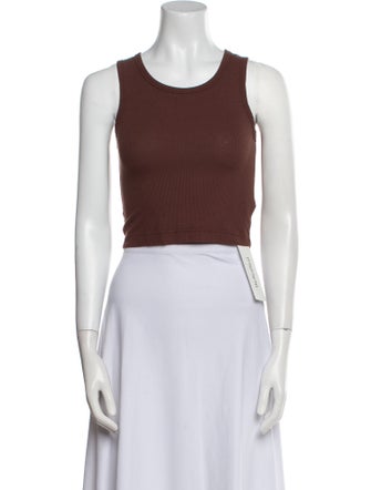 Sandy Liang Scoop Neck Sleeveless Crop Top