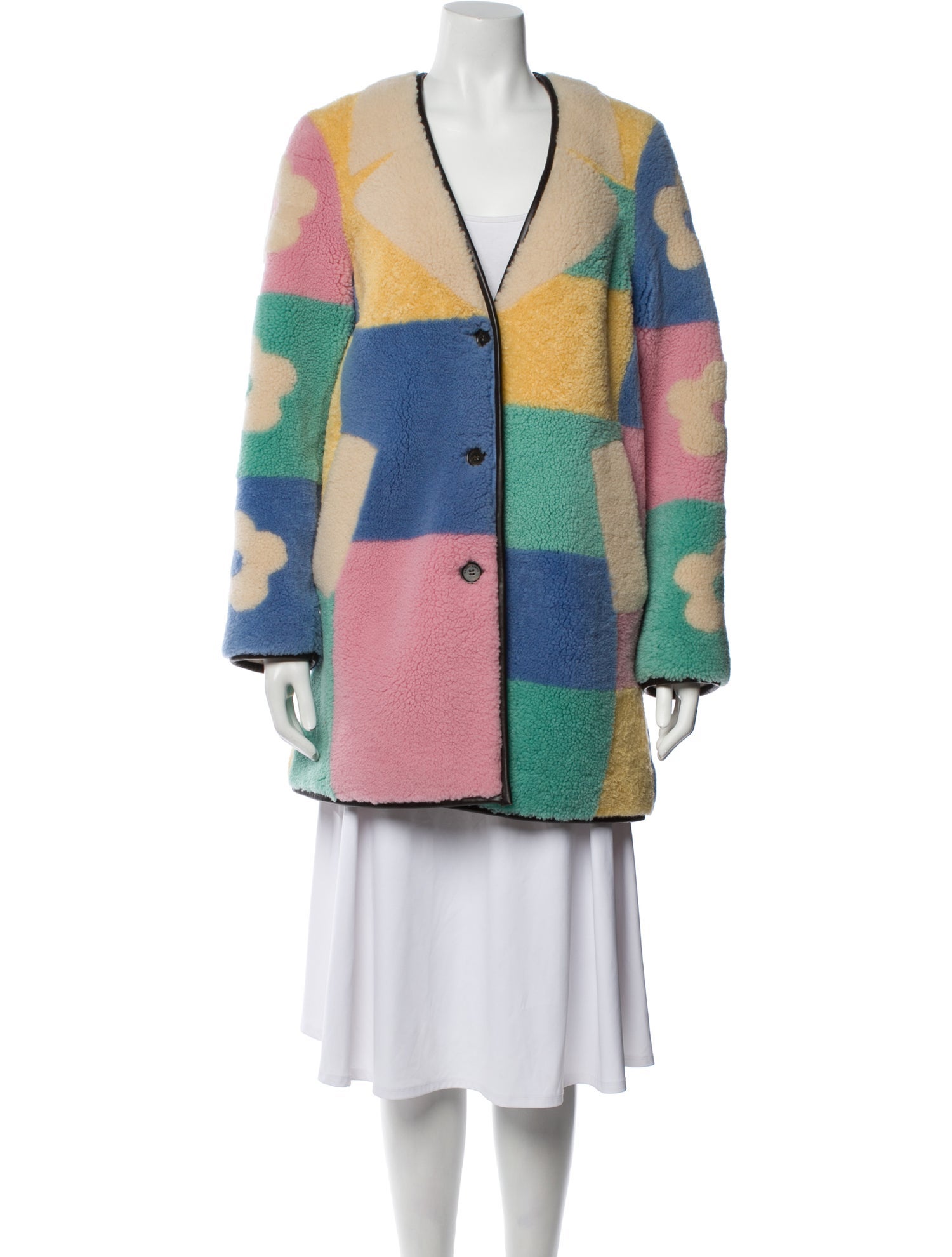 Sandy Liang Shearling Printed Fur Coat