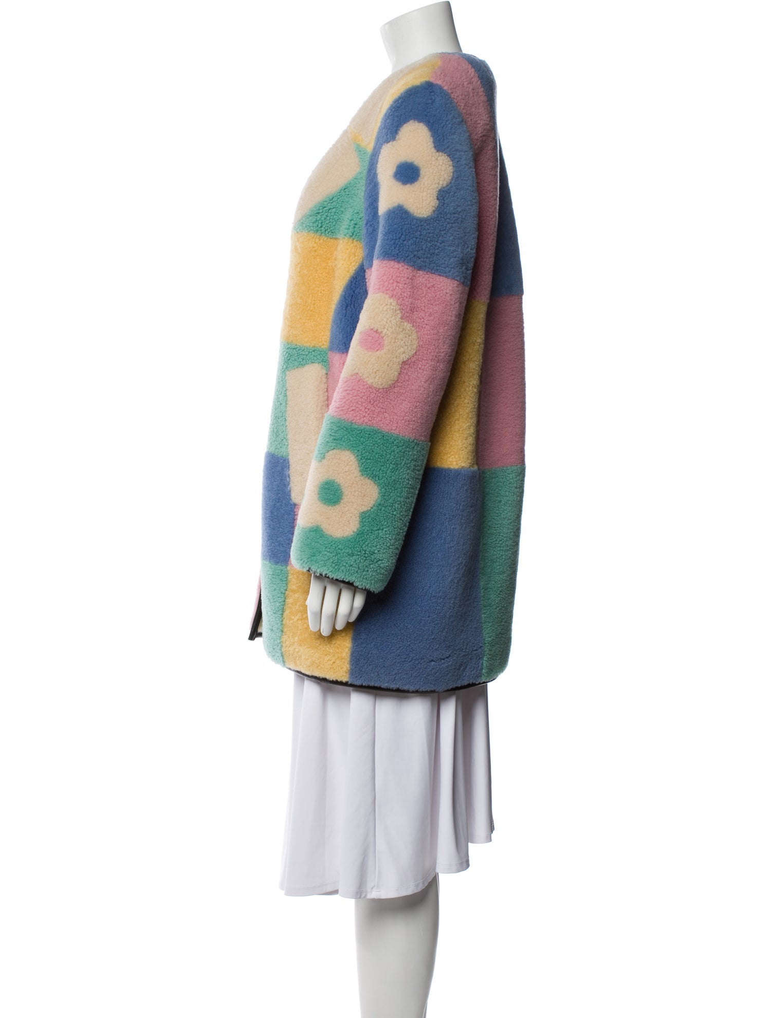 Sandy Liang Shearling Printed Fur Coat