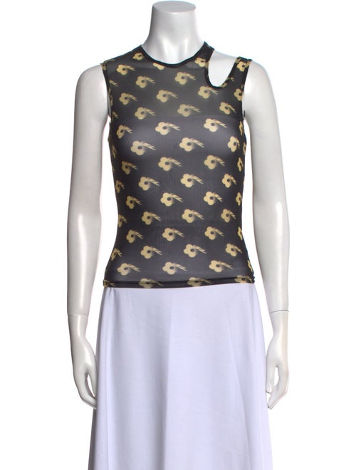 Sandy Liang Printed Crew Neck Crop Top