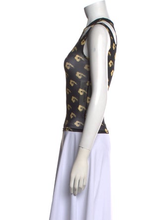 Sandy Liang Printed Crew Neck Crop Top