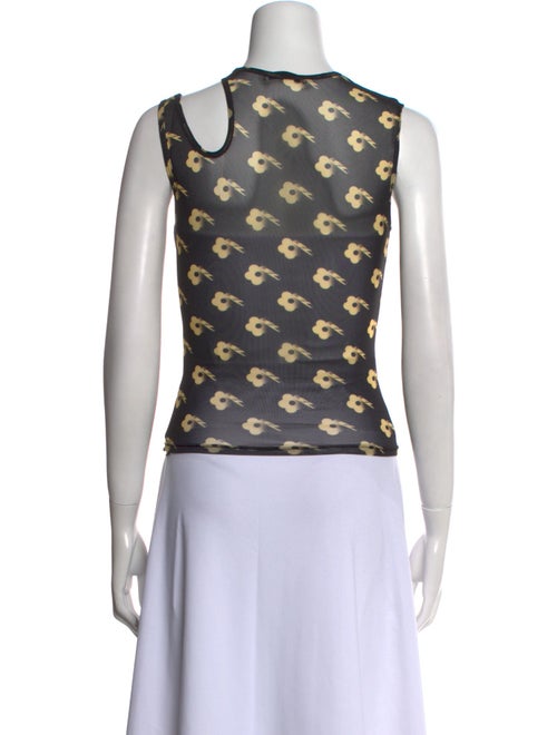 Sandy Liang Printed Crew Neck Crop Top