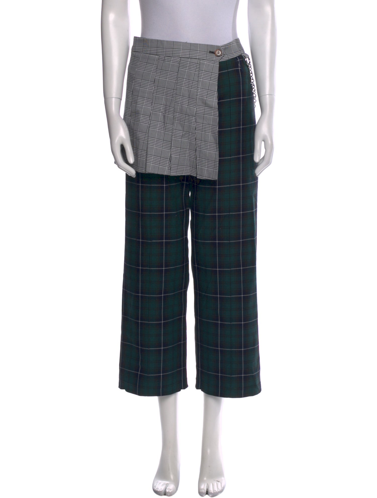 Sandy Liang Plaid Print Wide Leg Pants