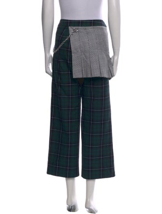 Sandy Liang Plaid Print Wide Leg Pants