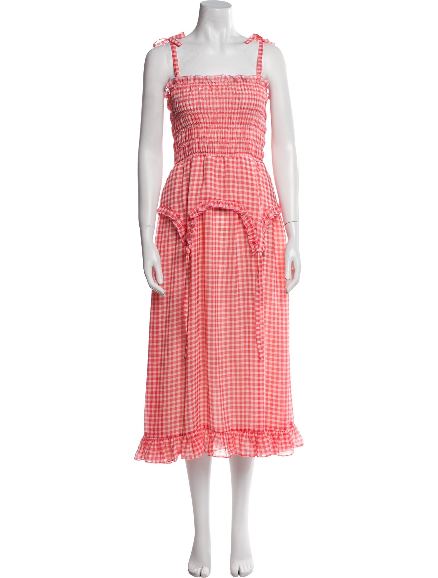 Sandy Liang Plaid Print Long Dress