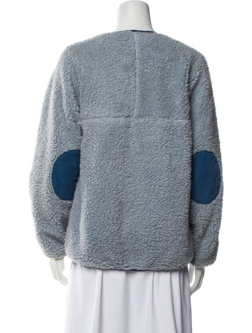 Sandy Liang Colorblock Pattern Faux Fur Jacket