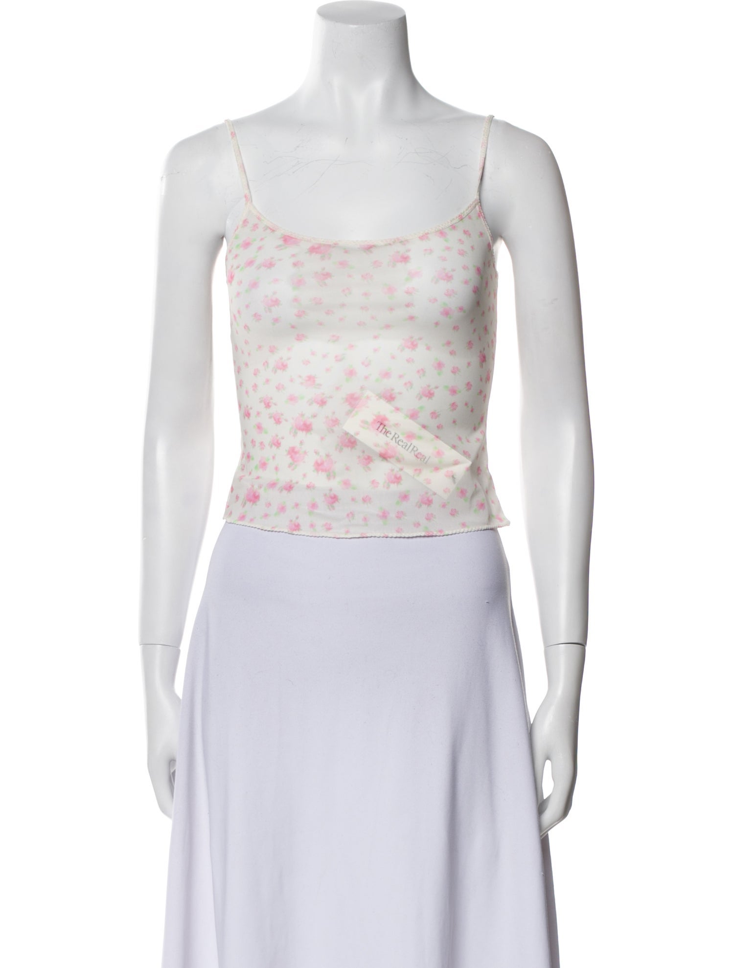 Sandy Liang Floral Print Square Neckline Crop Top