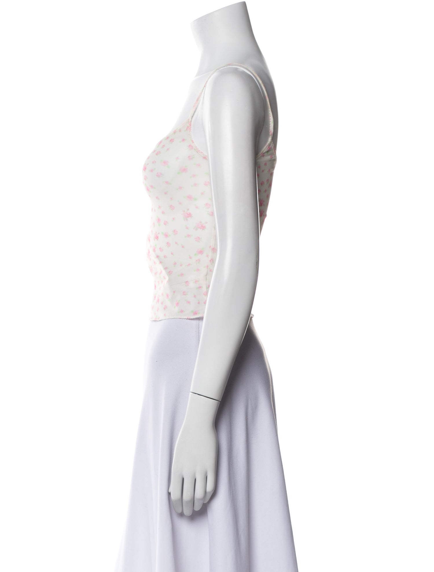 Sandy Liang Floral Print Square Neckline Crop Top