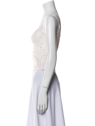 Sandy Liang Floral Print Square Neckline Crop Top