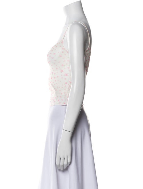 Sandy Liang Floral Print Square Neckline Crop Top