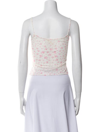 Sandy Liang Floral Print Square Neckline Crop Top