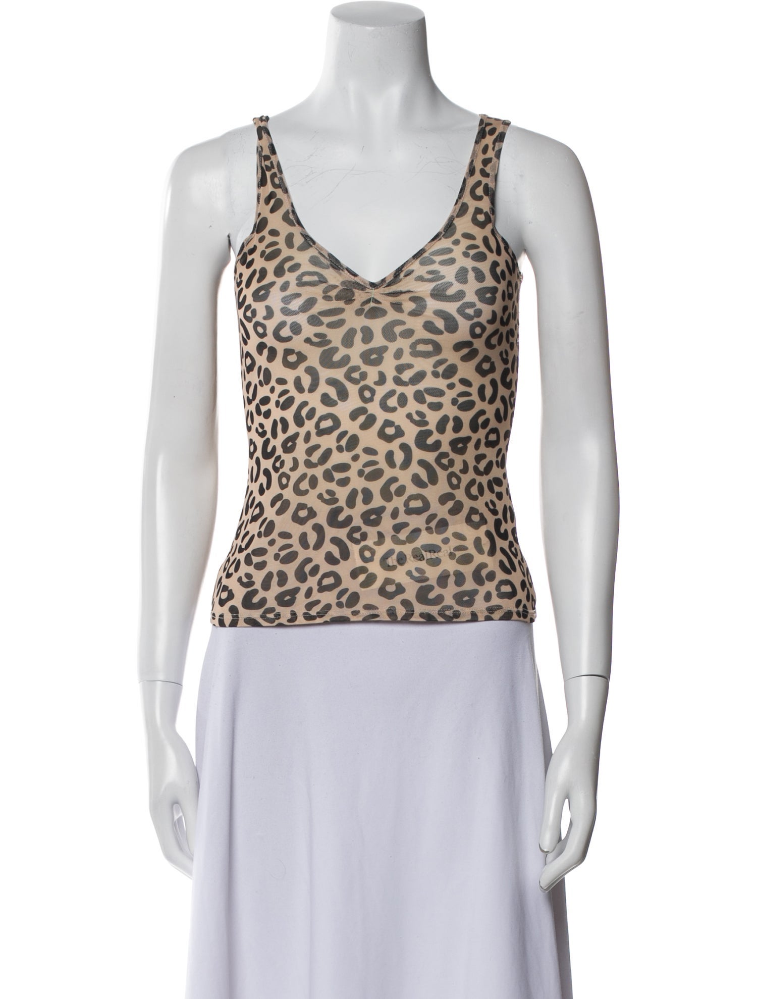 Sandy Liang Animal Print Square Neckline Top