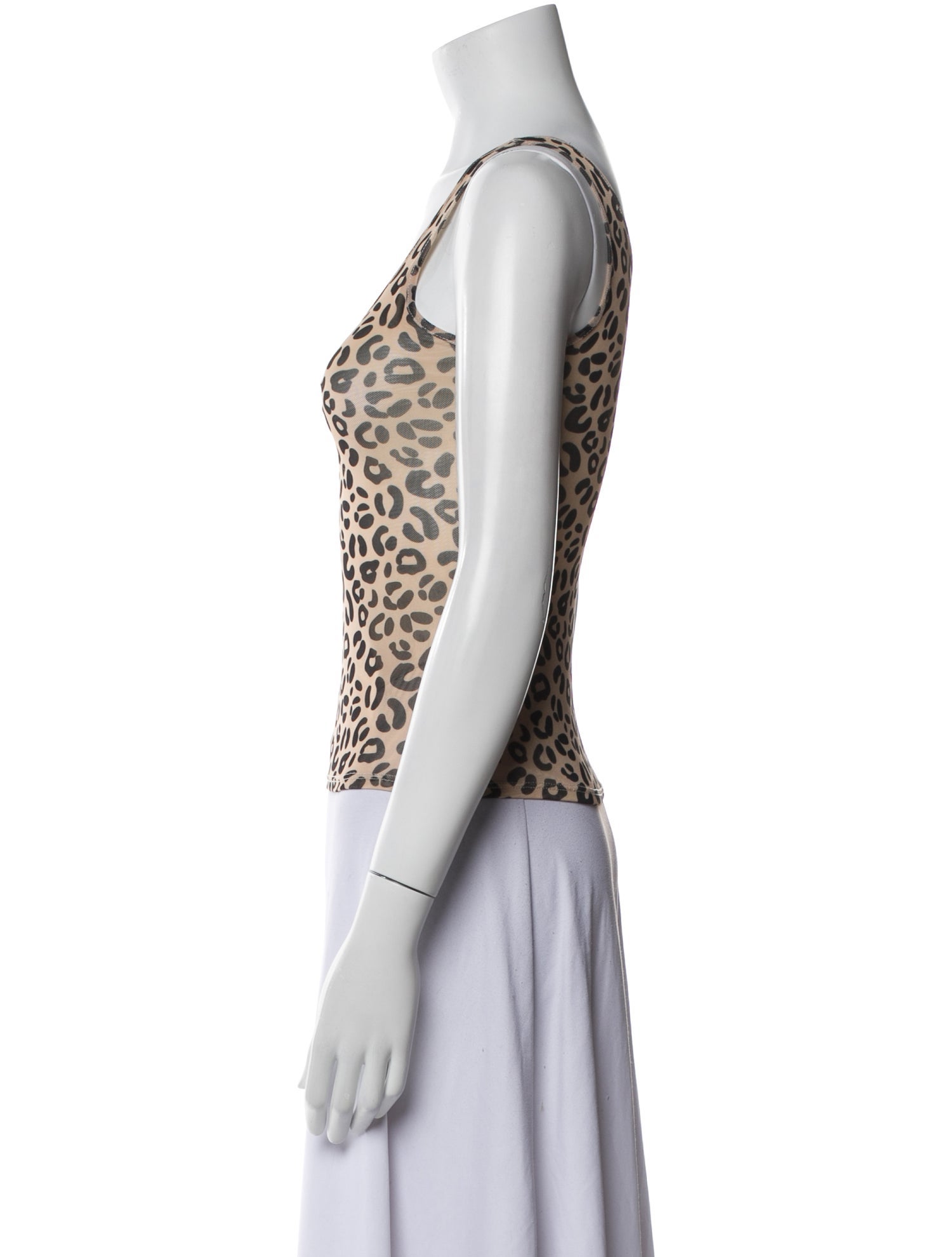 Sandy Liang Animal Print Square Neckline Top