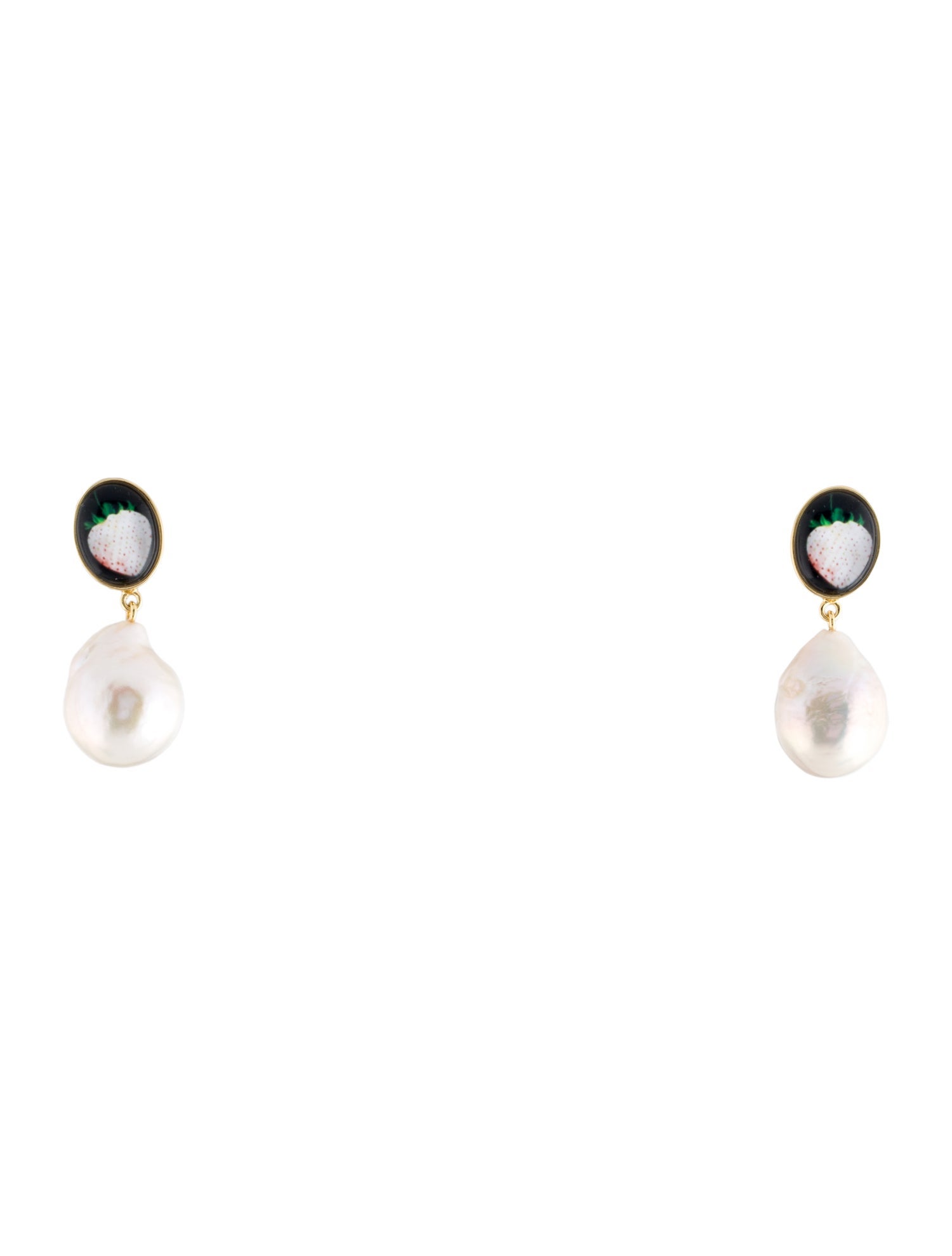 Sandy Liang Pearl & Resin Strawberry Drop Earrings