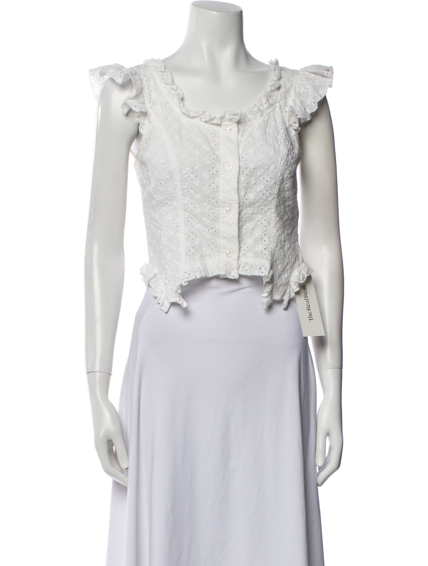 Sandy Liang Scoop Neck Sleeveless Crop Top