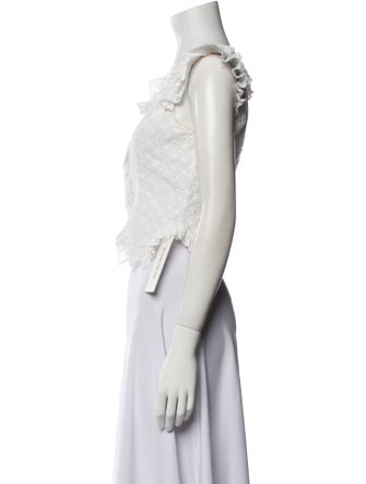 Sandy Liang Scoop Neck Sleeveless Crop Top