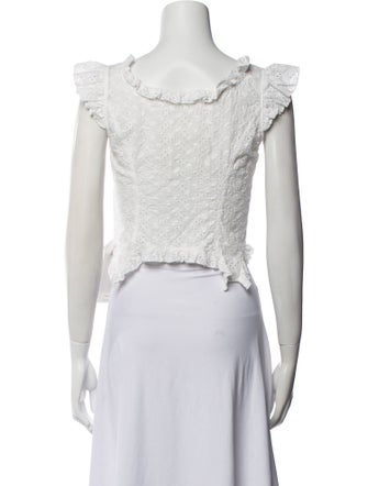 Sandy Liang Scoop Neck Sleeveless Crop Top