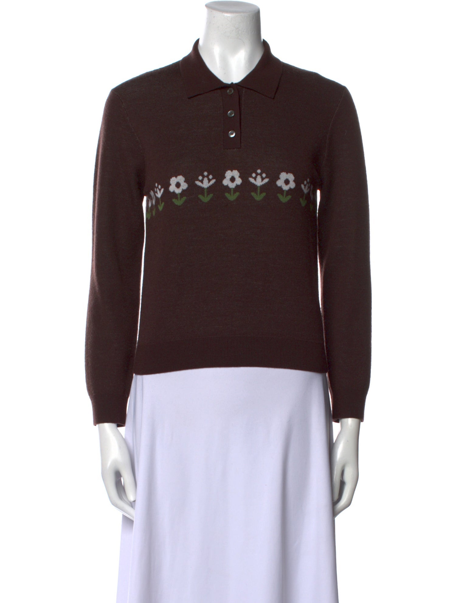 Sandy Liang Merino Wool Graphic Print Sweater