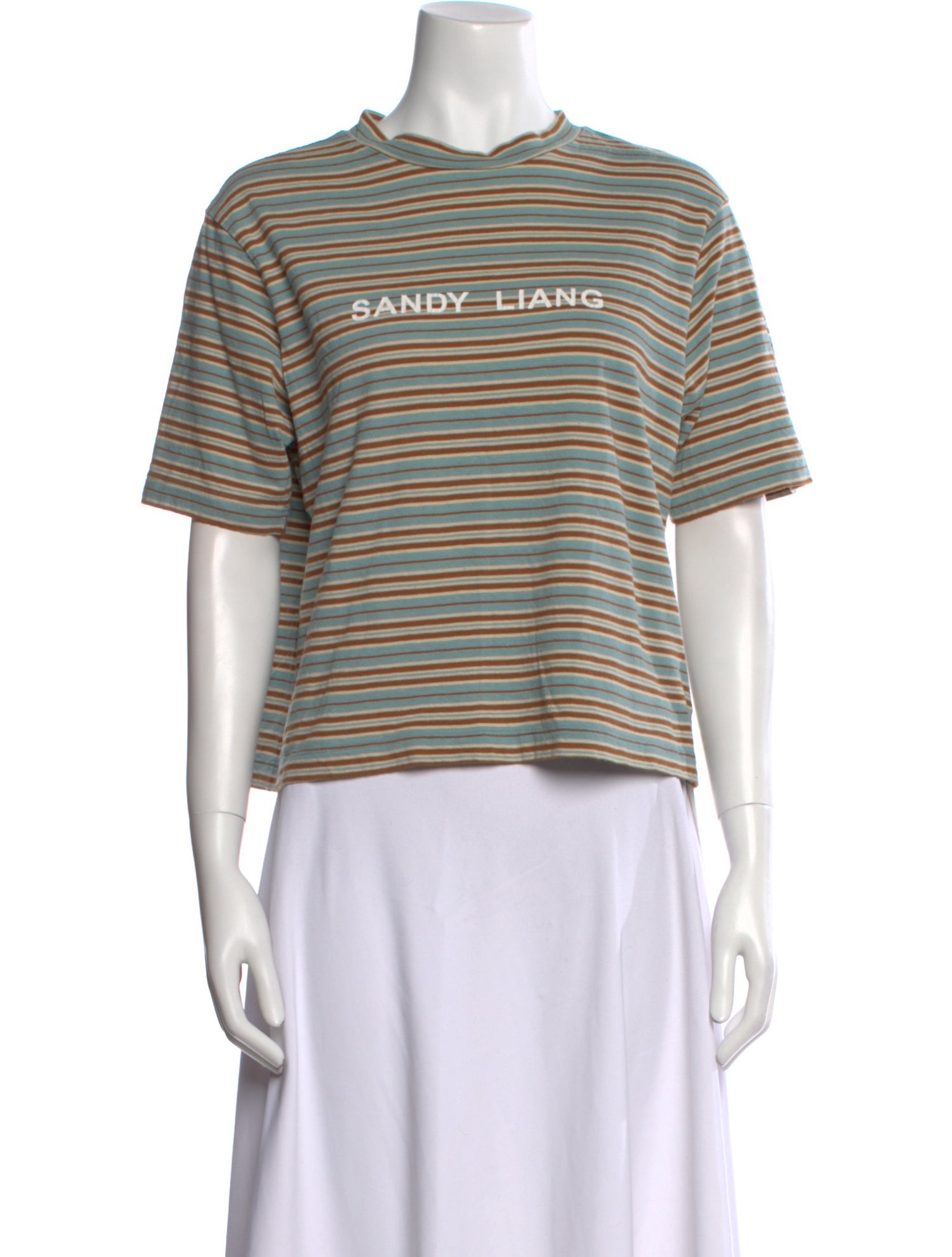 Sandy Liang Striped Crew Neck T-Shirt