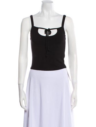 Sandy Liang Square Neckline Sleeveless Crop Top