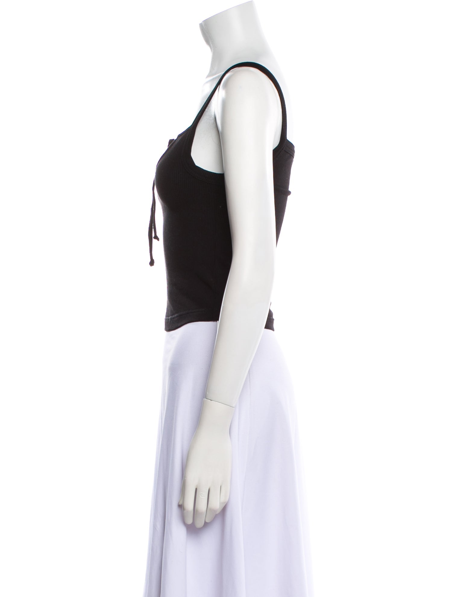 Sandy Liang Square Neckline Sleeveless Crop Top