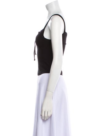 Sandy Liang Square Neckline Sleeveless Crop Top