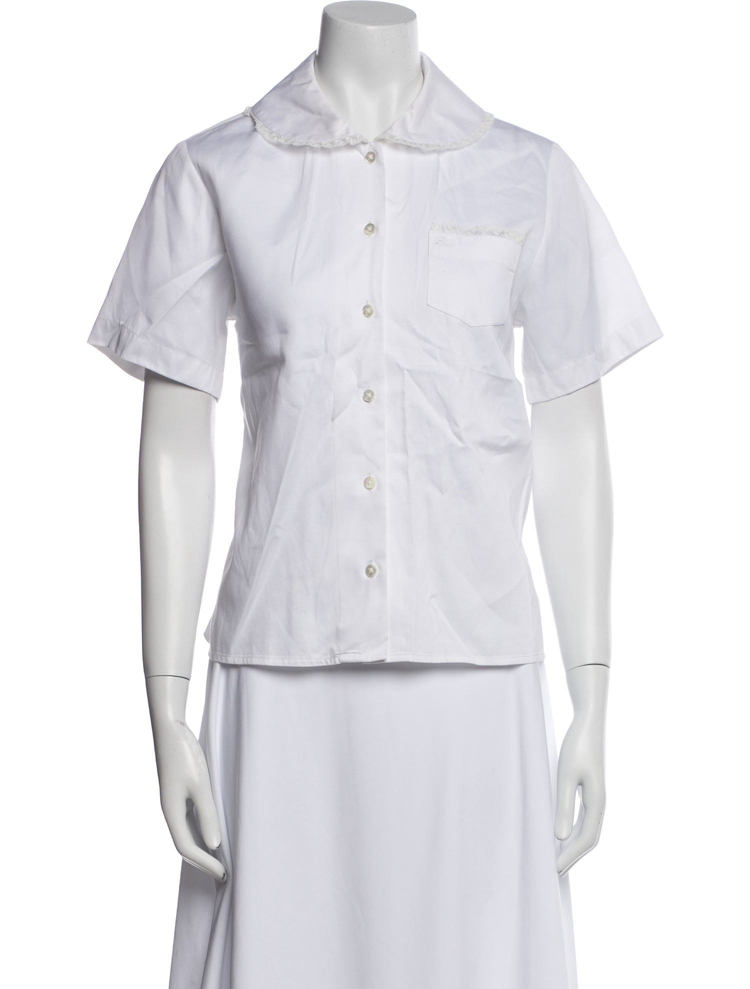 Sandy Liang Short Sleeve Button-Up Top