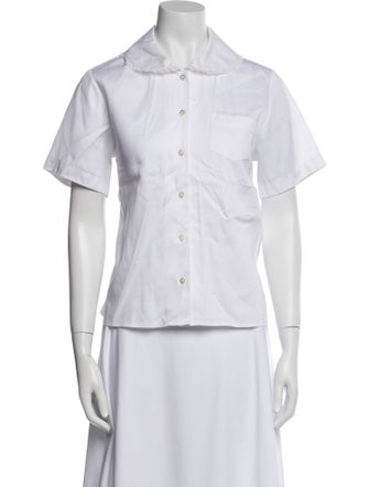 Sandy Liang Short Sleeve Button-Up Top