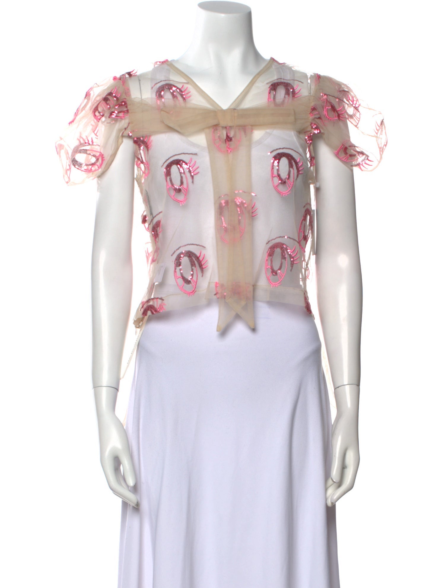 Sandy Liang Nylon Lace Pattern Crop Top w/ Tags