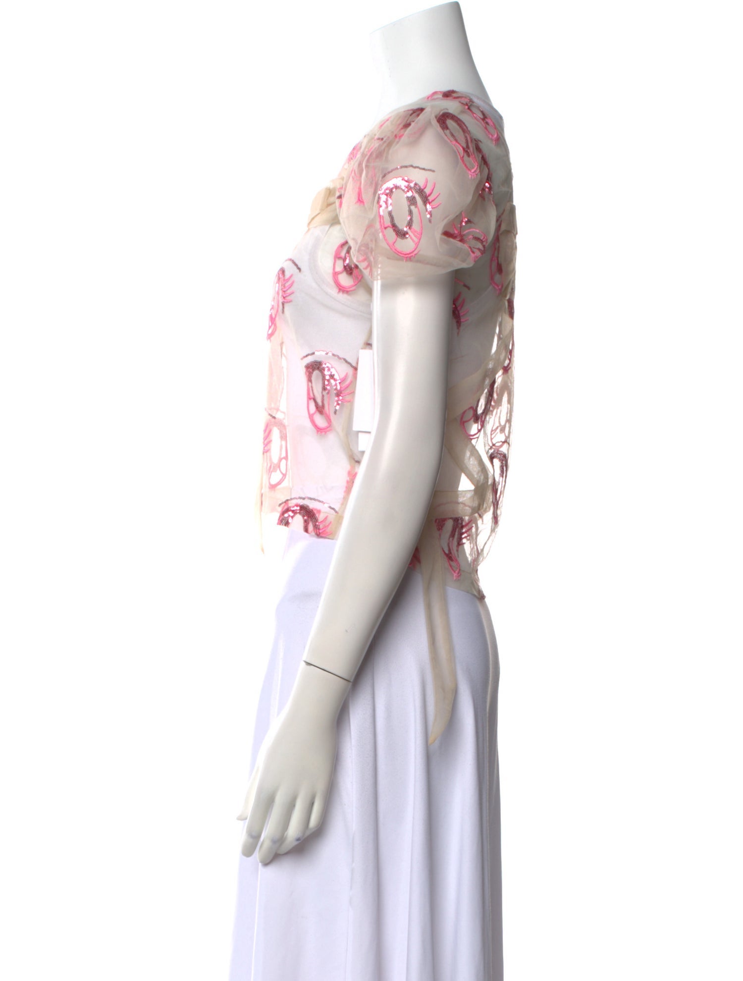 Sandy Liang Nylon Lace Pattern Crop Top w/ Tags