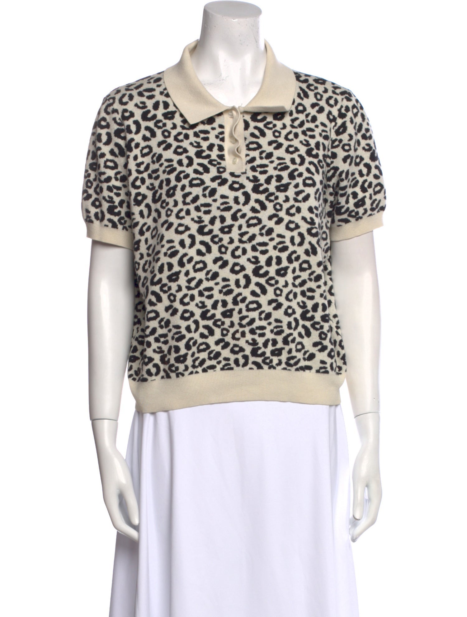 Sandy Liang Animal Print Short Sleeve Polo