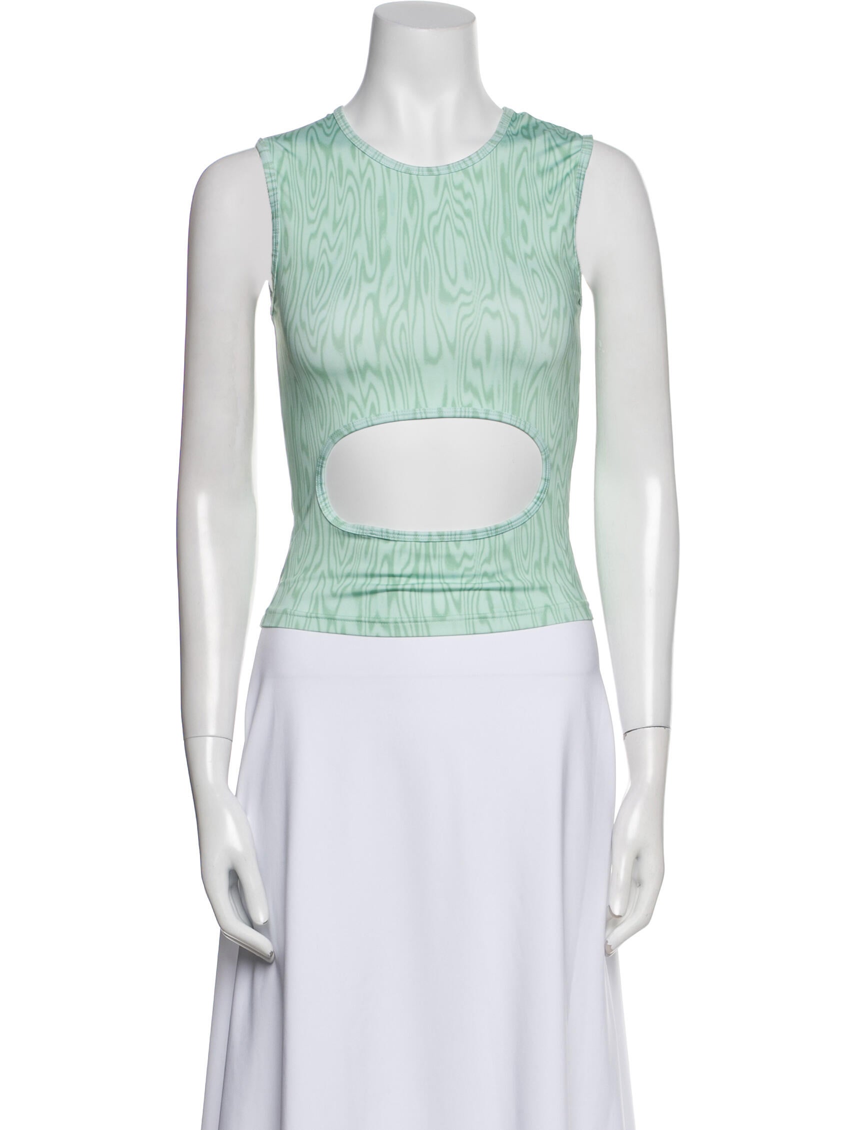 Sandy Liang Printed Crew Neck Crop Top