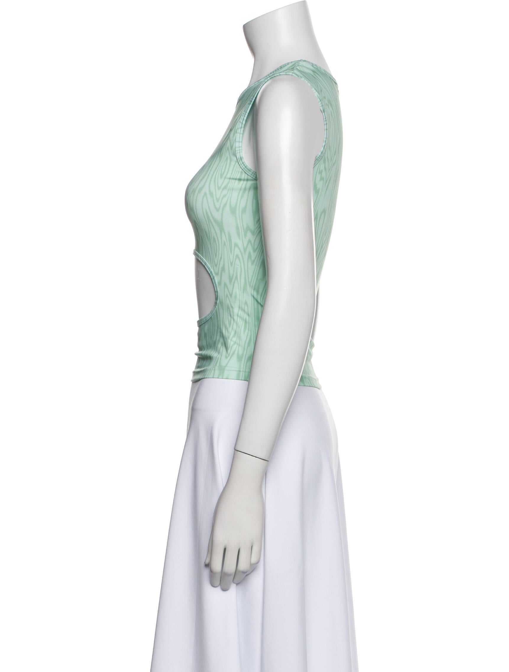 Sandy Liang Printed Crew Neck Crop Top