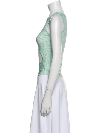 Sandy Liang Printed Crew Neck Crop Top