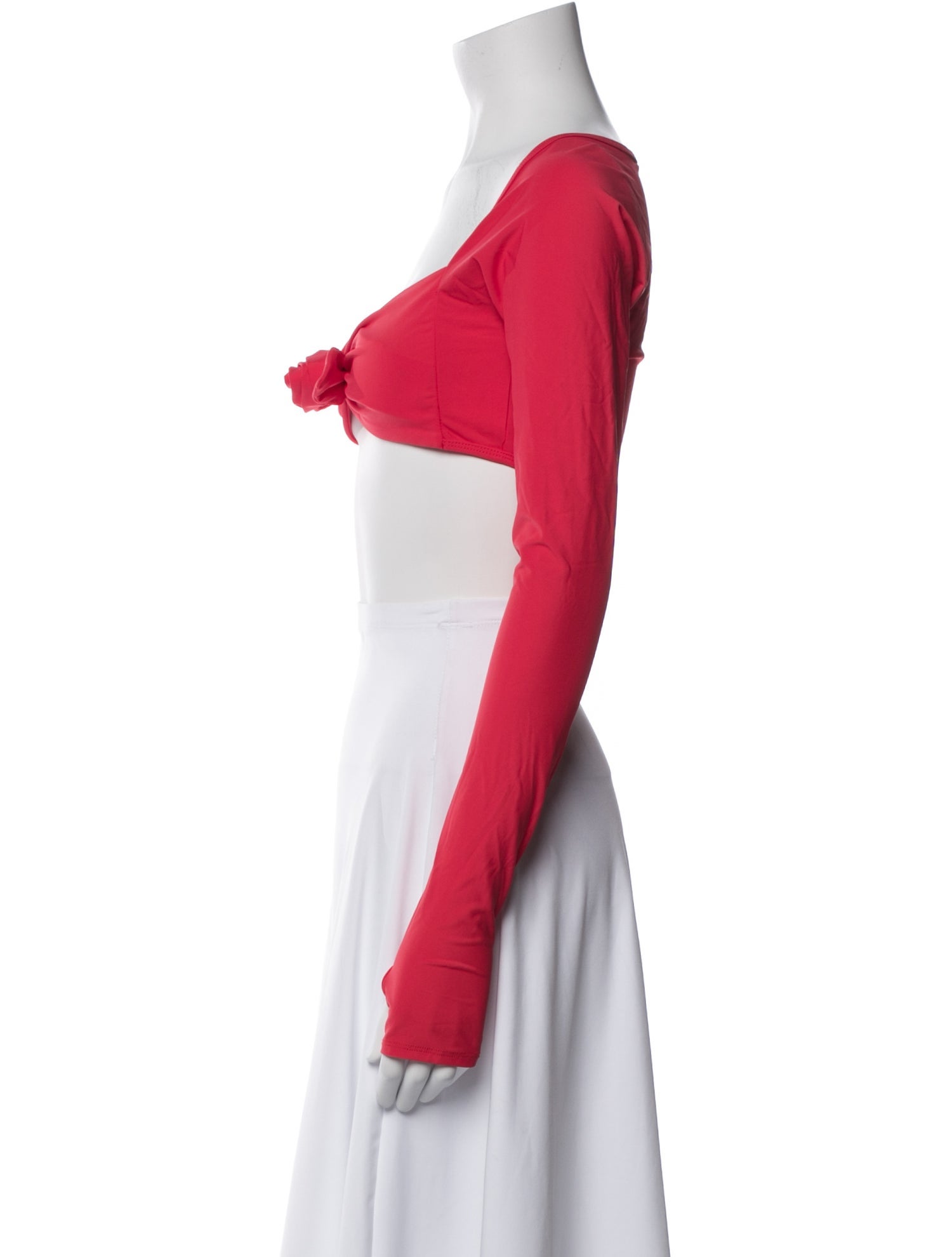 Sandy Liang Square Neckline Long Sleeve Crop Top