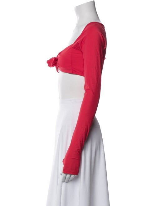 Sandy Liang Square Neckline Long Sleeve Crop Top