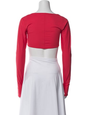 Sandy Liang Square Neckline Long Sleeve Crop Top