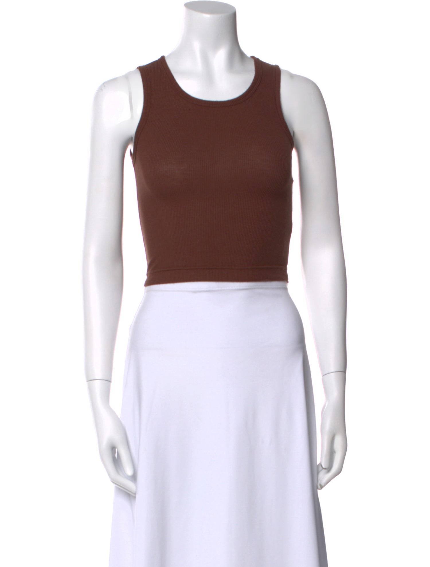 Sandy Liang Scoop Neck Sleeveless Crop Top