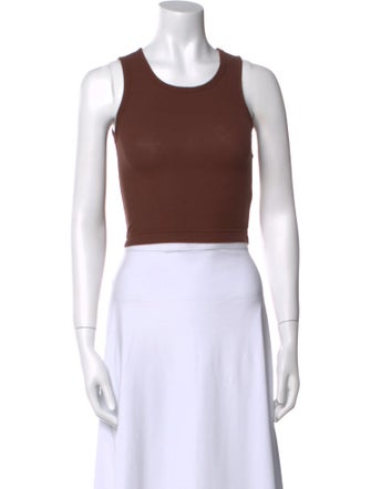Sandy Liang Scoop Neck Sleeveless Crop Top