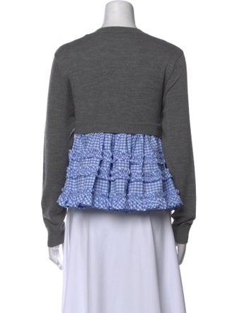 Sandy Liang Merino Wool Plaid Print Crop Top